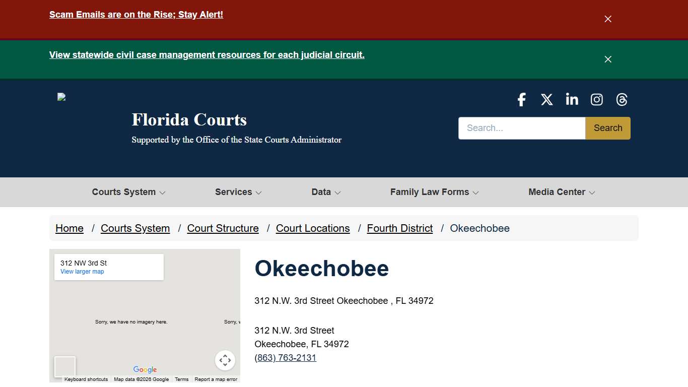 Okeechobee / Fourth District / Court Locations / Court Structure / Courts System - - Florida Courts